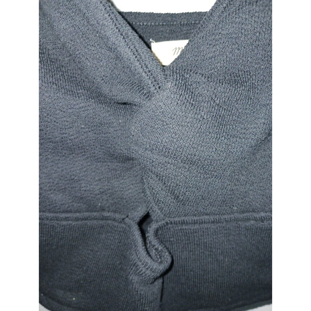 MADEWELL Women's Crop Tank Top Large Black Cutout Knot-Front Cotton‎ NJ776 Sp23 - Picture 2 of 8